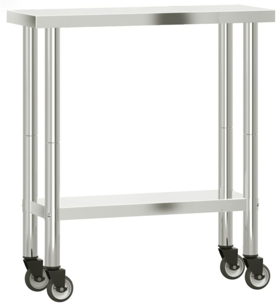 vidaXL Küchen-Arbeitstisch mit Rollen 82,5x30x85 cm Edelstahl 376460