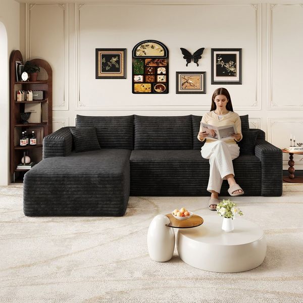 BlingBin Sofa Wolken Sofa L Form 241 cm Modernes Ecksofa Tiefer Sitzkomfort Couch, 3er Set 1 Teile, bekleidete Couchen für den Wohnraum, tiefer Sitz mit Ecke,ohne Montage
