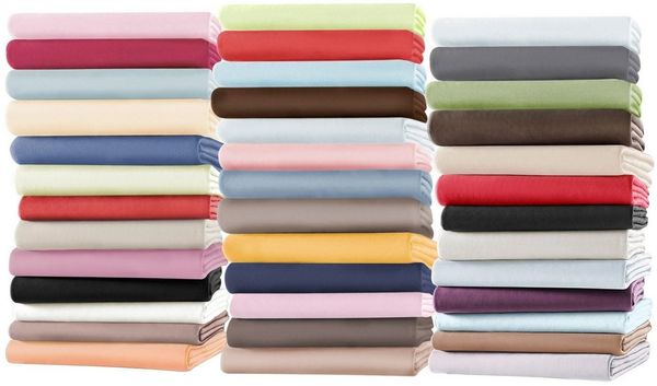 Elegante Spannbettlaken Mako-Jersey, Mako-Jersey, Gummizug: rundum, (1 Stück), in hochwertiger Qualität mit Elasthan-Anteil