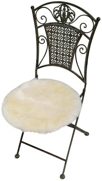 Lammfell Sitzkissen Ø 40 cm Champagner Bild 4