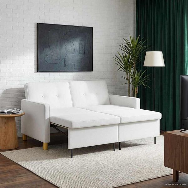 vidaXL Schlafsofa Ausziehbar Weiß Stoff 42033349