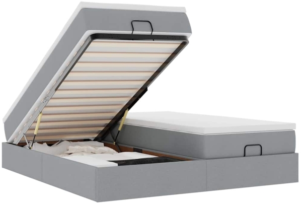 vidaXL Ottoman-Bett mit Matratzen Hellgrau 200x200 cm Stoff 3311248