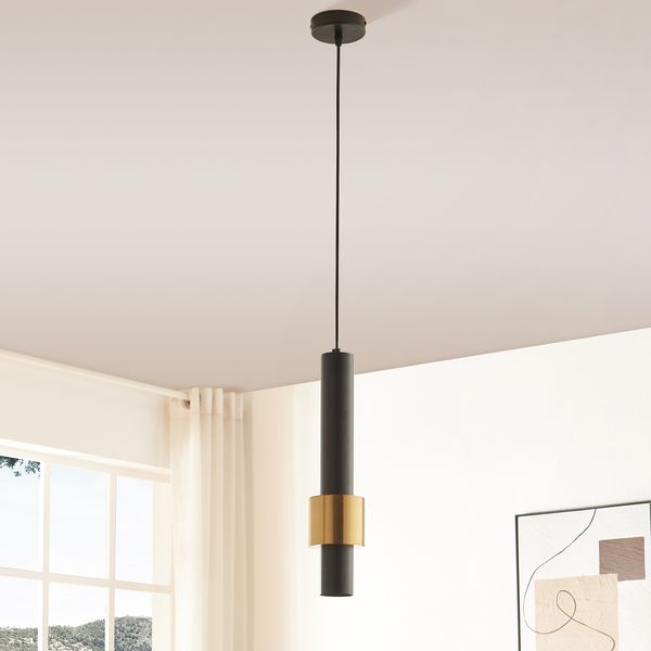 Hängeleuchte Lulled 200xØ10 cm Metall Schwarz/Gold [lux. pro]