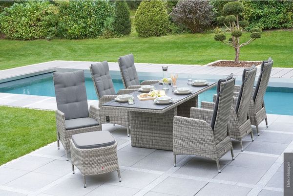 LC Garden Gartenstuhl LC Garden »Roma« Positionsstuhl Verstellsessel natur, Aluminiumgestell mit handgeflochtenem Rattan