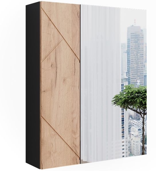 Badspiegelschrank Irma Anthrazit/Goldkraft Eiche 60 x 75 cm Vicco