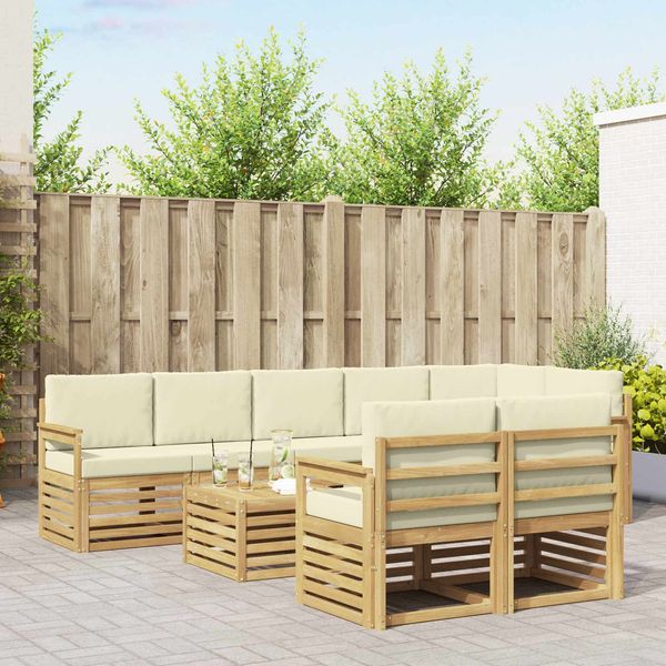 vidaXL Outdoor-Sofagarnitur 8 pcs Weiß und Creme 59 x 59 x 37 cm 3392060