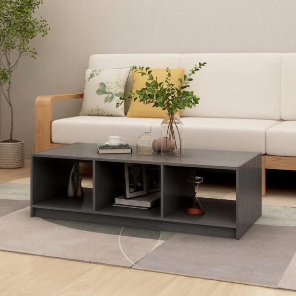 vidaXL Couchtisch Grau 110x50x34 cm Massivholz Kiefer 809914