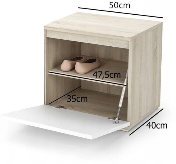 Garderoben-Set Iga, Moderner Kleiderschrank mit Polsterplatten und Schuhschrank – Ideal für Flur und Eingangsbereich (Sonoma Eiche, Trinity 16), 185 x 40 x 95 cm Bild 3