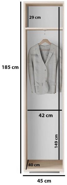 Garderoben-Set Iga, Moderner Kleiderschrank mit Polsterplatten und Schuhschrank – Ideal für Flur und Eingangsbereich (Sonoma Eiche, Trinity 16), 185 x 40 x 95 cm Bild 4