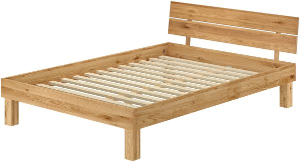 Zeitloses Ehebett Doppelbett Holzbett 160x200 Eiche massiv geölt V-60.88-16Rollrost inkl.