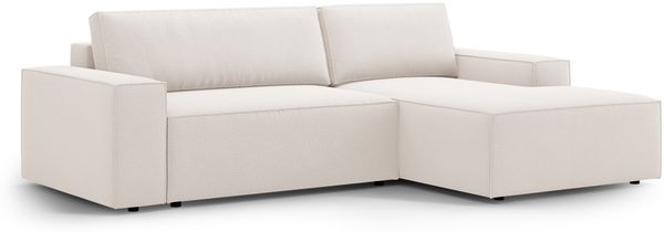 Micadoni Schlaf-Ecksofa Jodie 3-Sitzer Rechts Strukturierter Stoff Helles Beige Bild 2