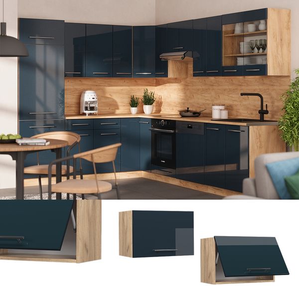 Hängeschrank Fame-Line Dunkelblau Hochglanz 60 cm Flach Vicco Bild 2