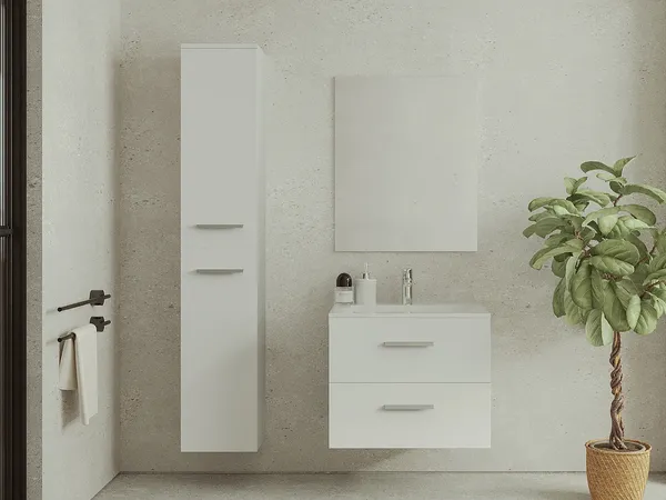 Vente-unique - KAYLA Bathroom furniture set Holz, Platte Weiß - B 45 cm x H 47 cm x L 60 cm