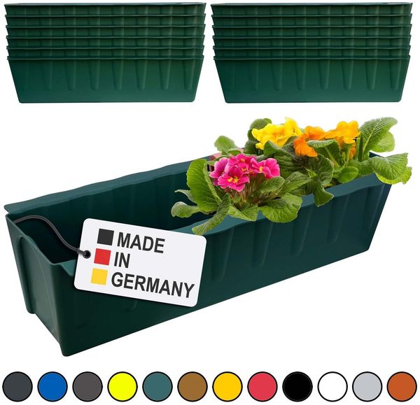 Hossi's Wholesale 12 Euro-Paletten Blumenkästen-Einsätze | 37,3cm Dunkelgrün | Pflanzkasten für Europalette Palette | Balkonkasten | Blumentopf | aus stabilen Kunststoff | Made in Germany