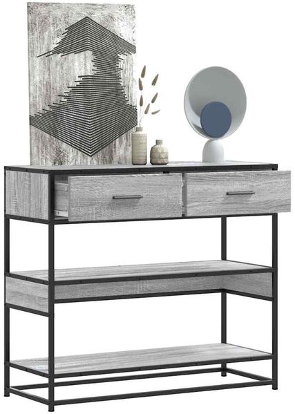 vidaXL Konsolentisch Grau Sonoma 90x35x80 cm Holzwerkstoff 849182