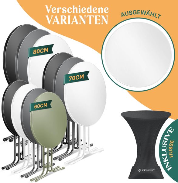 KESSER® Gastro Stehtisch klappbar - Gastronomie Bistrotisch rund - Wetterbeständiger Klapptisch Gartentisch - Runder Partytisch - Hitzebeständig - Stabil und sicher Weiß, Ø 70 cm, 2er Set Bild 7