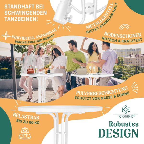 KESSER® Gastro Stehtisch klappbar - Gastronomie Bistrotisch rund - Wetterbeständiger Klapptisch Gartentisch - Runder Partytisch - Hitzebeständig - Stabil und sicher Weiß, Ø 70 cm, 2er Set Bild 4