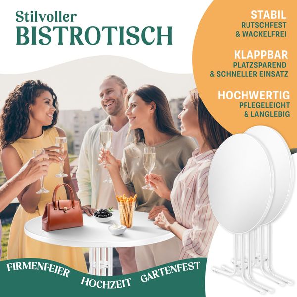 KESSER® Gastro Stehtisch klappbar - Gastronomie Bistrotisch rund - Wetterbeständiger Klapptisch Gartentisch - Runder Partytisch - Hitzebeständig - Stabil und sicher Weiß, Ø 70 cm, 2er Set Bild 2