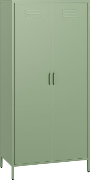 skølm 'Atria' Kleiderschrank, Metall, 170x45x80 cm, grün, Garderobe mit 4 Fächern und 2 Kleiderstangen Bild 2