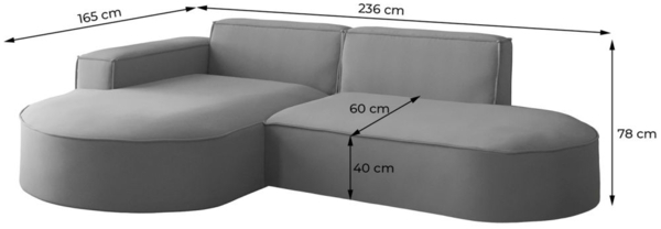 Ecksofa Designersofa PALMA XS in Stoff Scala Forest Ottomane Rechts Bild 2