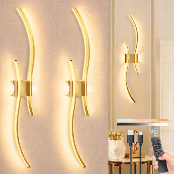 Rosnek Wandleuchte Kabellose LED Wandleuchte, wiederaufladbar, dimmbar mit Fernbedienung, LED fest integriert, 3000–6000K stufenlos, Touch-Steuerung, für Wohnzimmer & Schlafzimmer