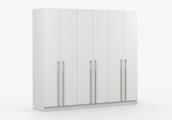 imoebel24 Drehtürenschrank ROSA 6D 230 cm - Weiss / Gold