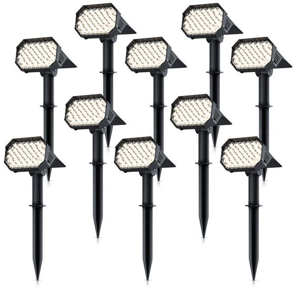 Brandson LED Gartenstrahler Solar Erdspießleuchte, Akku Gartenleuchte, Solarspotlight Wandmontage, Ein-/Ausschalter, mehrere Helligkeitsstufen, LED fest integriert, Warmweiß, Solarstrahler 80 Lumen, Solarleuchte warnweiß, für Garten, Balkon IP65