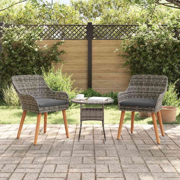 vidaXL Gartenstuhl mit Kissen 2 pcs Grau 62,5 x 55 x 82 cm Poly-Rattan 42006214
