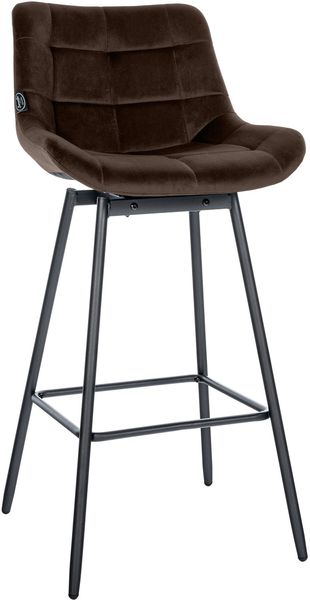 CLP Barhocker Weston 180° Schwenkfunktion mit Rückenlehne gepolstert Metallgestell,braun Samt