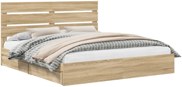 vidaXL Aufbewahrungsbett Sonoma-Eiche 180x200 cm Holzwerkstoff 3411879