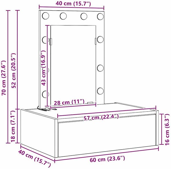 vidaXL Schminktisch mit Speicher Schwarz 60 x 40 x 70 cm Holzwerkstoff 865218 Bild 11