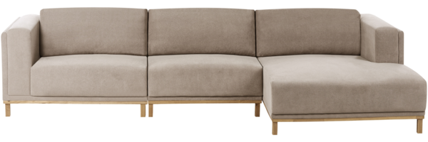 Ecksofa 5-Sitzer VENG Stoff Taupe linksseitig