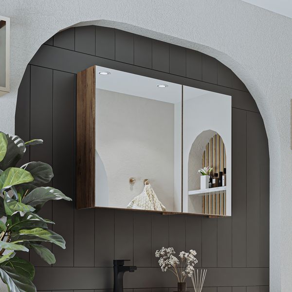 Roomart GUSTO-I-75 Badmöbel - nur Spiegelschrank - H 60 x B 14.2 x T 75 cm • Eiche
