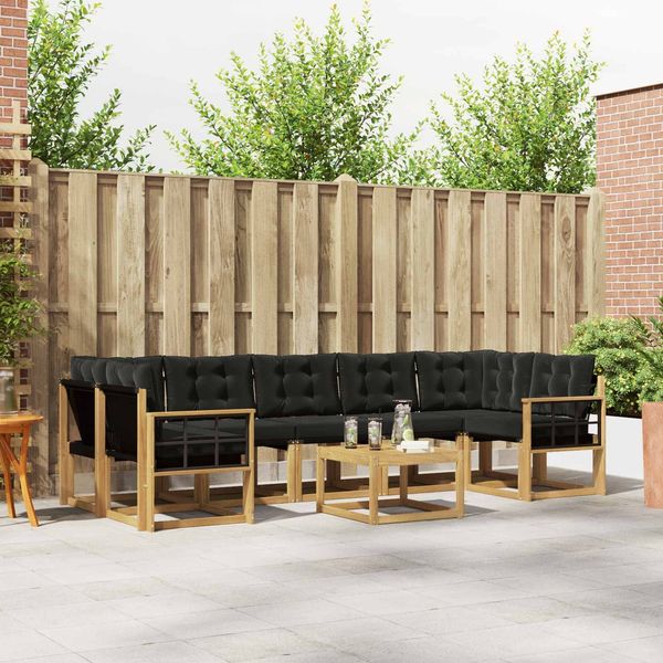 vidaXL Outdoor-Sofagarnitur mit Kissen 8 pcs Weiß und Schwarz 3389314