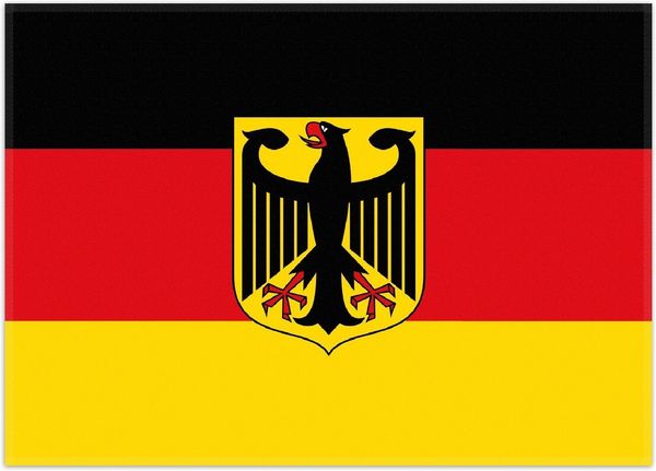 Wallario Teppich Deutsche Flagge mit Wappen, rechteckig, rutschfest