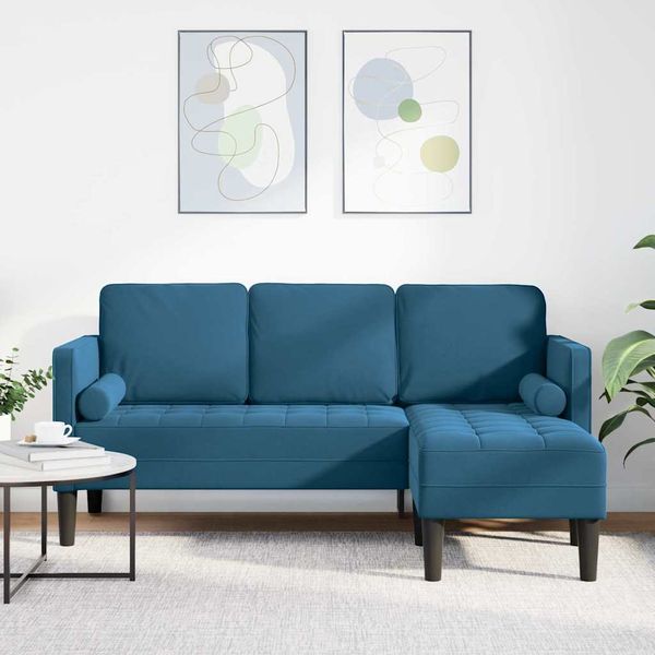 vidaXL Sofa Set mit Kissen Blau Polyester 42001934