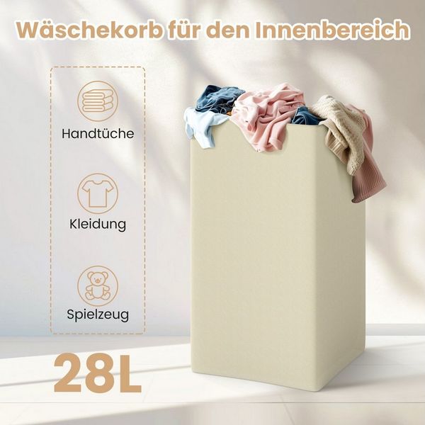COSTWAY Wäscheschrank Wäschetruhe Holz, Wäschesammler mit Deckel, Tasche