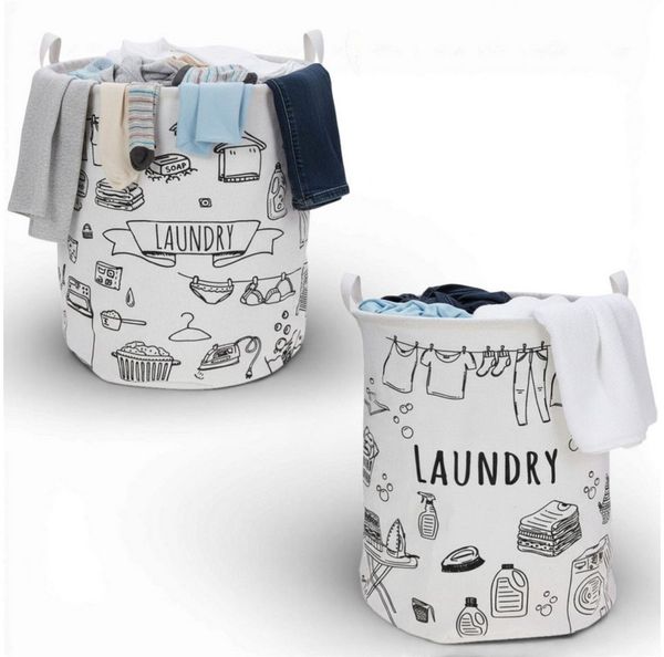 LS-LebenStil Wäschekorb Wäschesack Canvas Laundry 50cm Faltbar Wäschesammler (Vintage 62L Faltbar Wäschetruhe Wäschebox Wäschesammler, 1 St, Wäschesortierer Aufbewahrungsbox für Kleidung Handtücher Spielzeug)