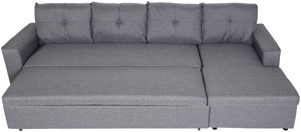 Ecksofa mit Bettkasten HWC-L16, Couch Sofa L-Form, Liegefläche links/rechts Nosagfederung Stoff/Textil 290cm ~ grau Bild 6