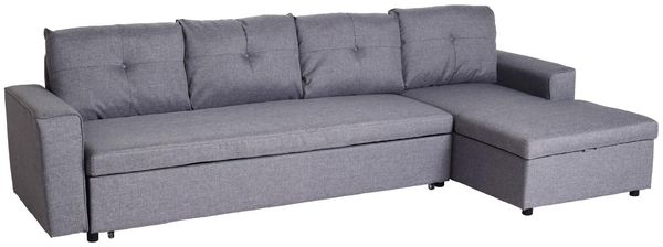 Ecksofa mit Bettkasten HWC-L16, Couch Sofa L-Form, Liegefläche links/rechts Nosagfederung Stoff/Textil 290cm ~ grau Bild 8