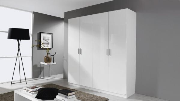 Eck-Kleiderschrank 2 CELLE Eckschrank in weiß hochglanz Bild 3