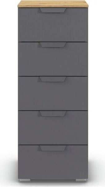 rauch Aditio Box, Kommode, 5 Schubladen, mit Softclose-Funktion, Farbe Grau metallic/Eiche Artisan, BxHxT 40x100x42cm Bild 2