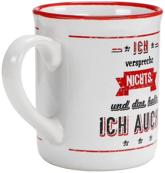 Out of the Blue Tasse Kaffee Tasse Becher - Aufdruck: Ich verspreche nichts, Steingut