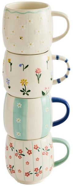 Next Becher 4er-Set Maisie Stapeltassen mit Blumenmuster, 1-tlg, Steingut