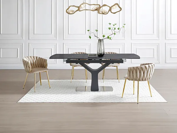 Vente-unique - ELEGANO Stuhl SamtStoff Beige - B 59 cm x H 74 cm x L 57 cm