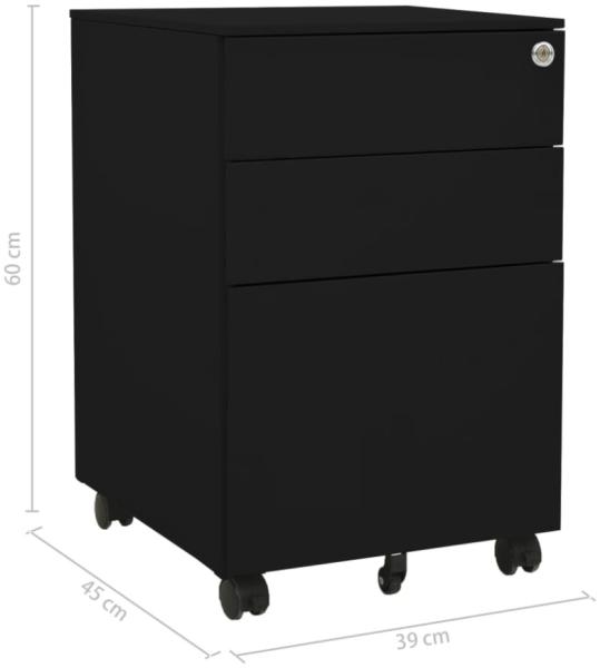 vidaXL Aktenschrank mit Rollen Schwarz 39x45x60 cm Stahl 335980 Bild 7
