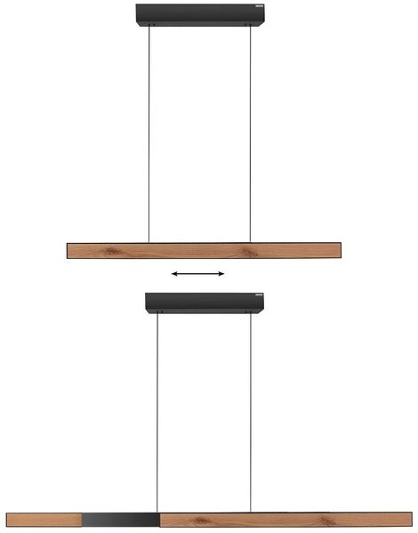 Paul Neuhaus 2545-79 PURE MOTO-RISE LED Pendelleuchte schwarz Holz höhenverstellbar ausziehbar