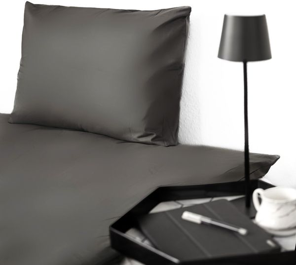 Einfarbige Bettwäschen-Sets für Einzel- und Doppelbetten, 100% Baumwolle Anthrazit 240x220 cm Bild 2