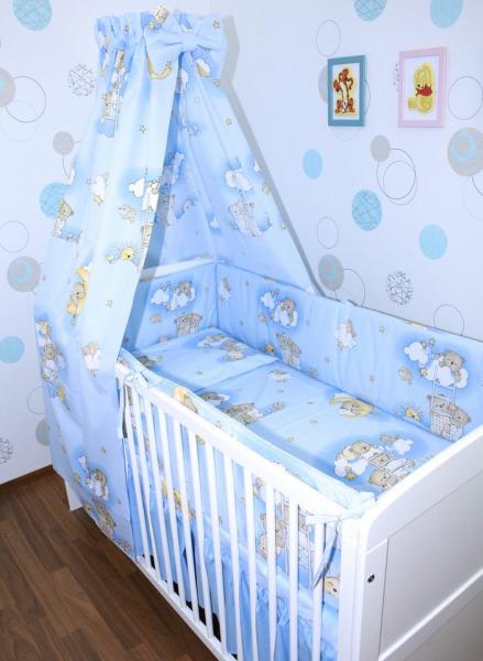 Primawela Babybettwäsche Baby Bettset- 6 teiliges mit 420 Nestchen Vollstoff Himmel Bettwäsche