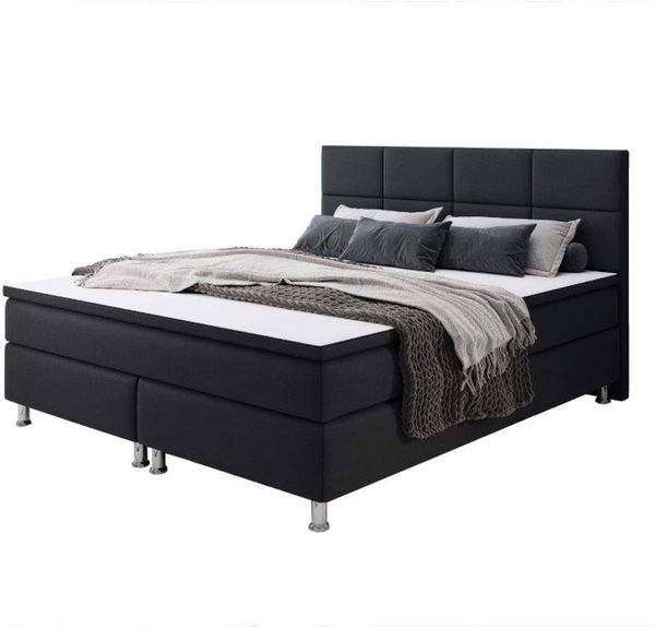 Boxspringbett R002 180x200 cm Webstoff Schwarz